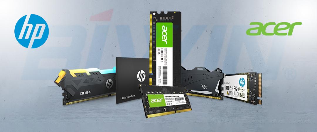 HP in Acer pomnilniški moduli ter HP SSD diski