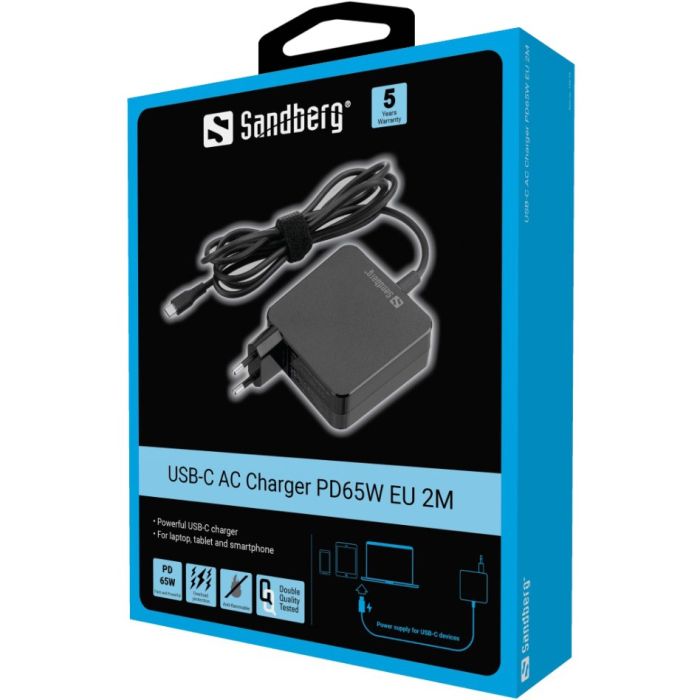 Sandberg USB-C AC Charger PD65W EU 2M polnilnik - slika 3