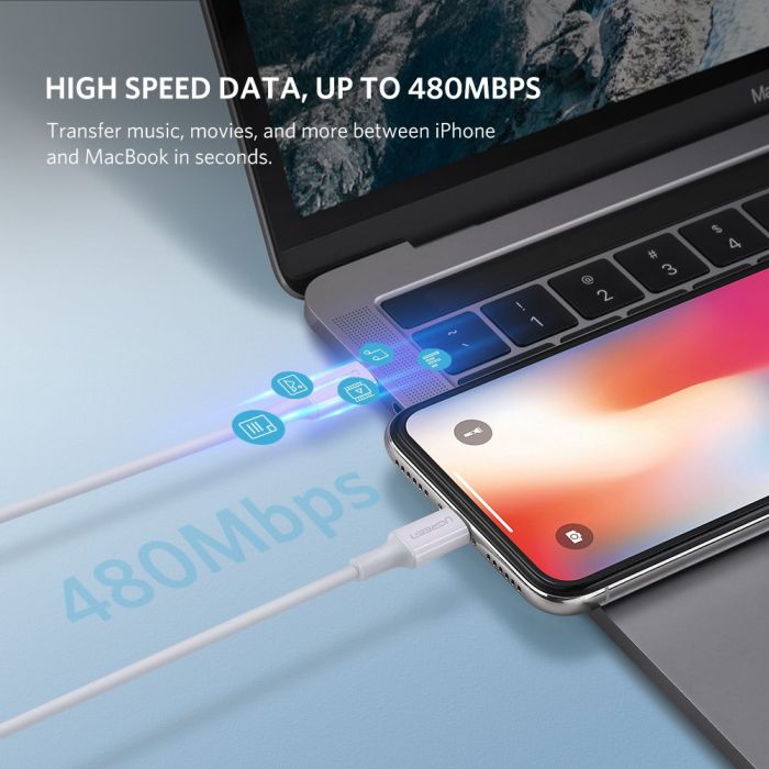 Ugreen USB-C na Lightning kabel srebrn 1m - box