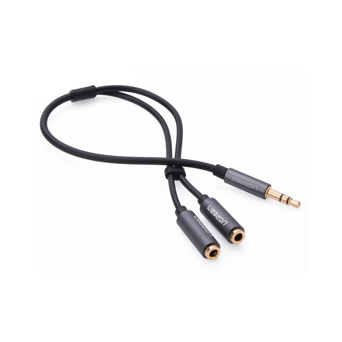 Ugreen adapter 3.5mm (M) na 2x avdio (Ž) črn - polybag