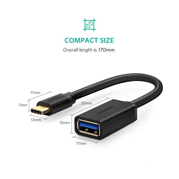Ugreen USB-C (M) na USB 3.0 (Ž) OTG kabel črn - polybag