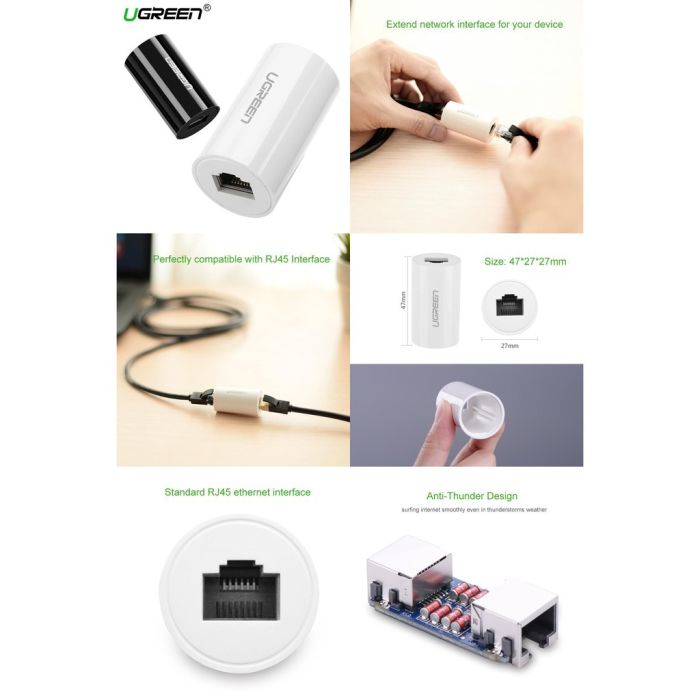 Ugreen Protinapetostni RJ45 ethernet konektor črn - polybag