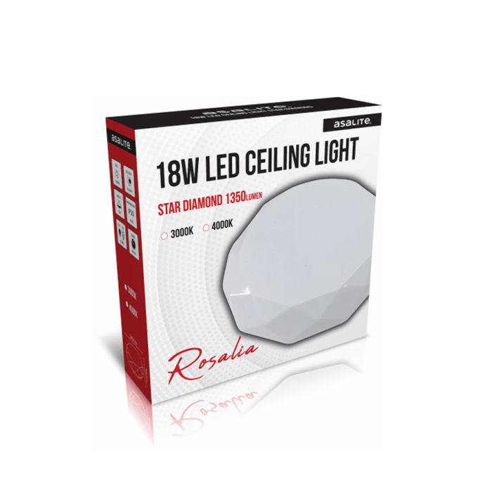 Stropna LED luč, diamant, 18W STAR, 3000K, 1350lm