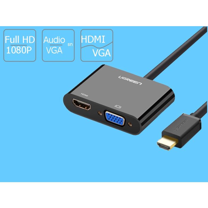 Ugreen HDMI na VGA+HDMI adapter črn - box