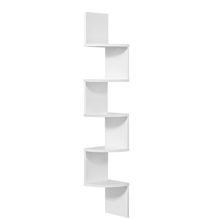 VASAGLE kotni stenski regal, 5-nivojski, 20 × 20 × 127,5 cm, mat bela