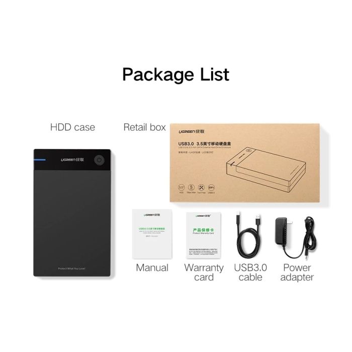 Ugreen 3.5 USB 3.0 na SATA HDD ohišje za disk - box