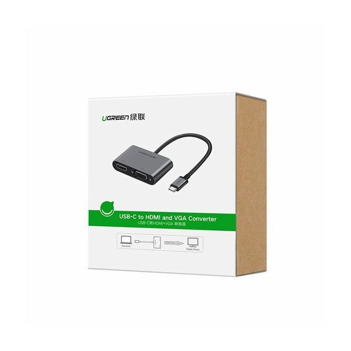 Ugreen USB-C na HDMI in VGA + PD adapter siv - box