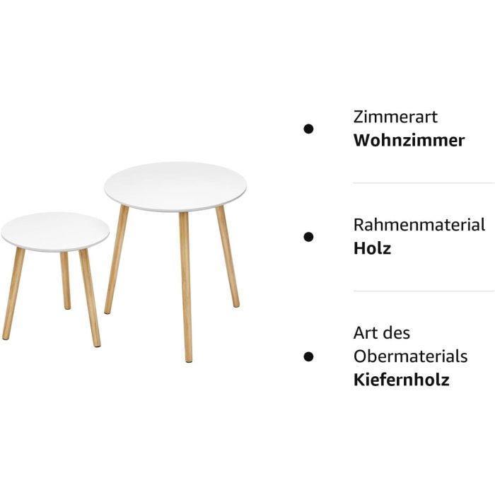 SONGMICS Miza 2X za dnevni prostor 45 x 50 x 45cm bela, LET07WN - slika 8