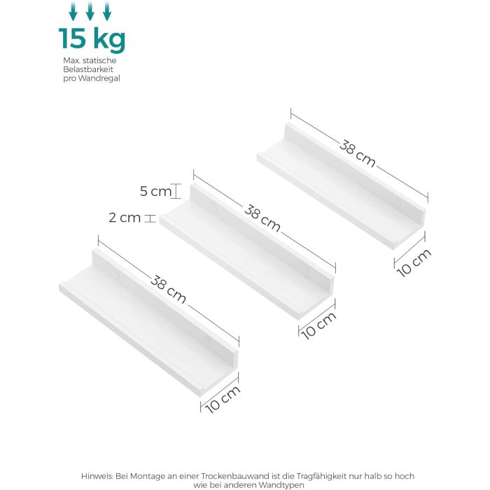 SONGMICS komplet 3 plavajočih polic - slika 3
