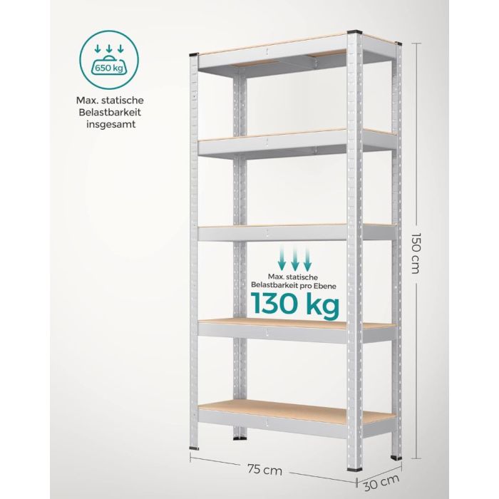 SONGMICS Regal 30 x 75 x 150 cm rjavo-srebrn,-GLR030E01
