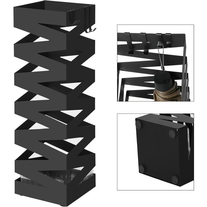 SONGMICS Kovinsko stojalo za dežnike s kljukicami in posodo za kapljice  LUC16B - slika 6