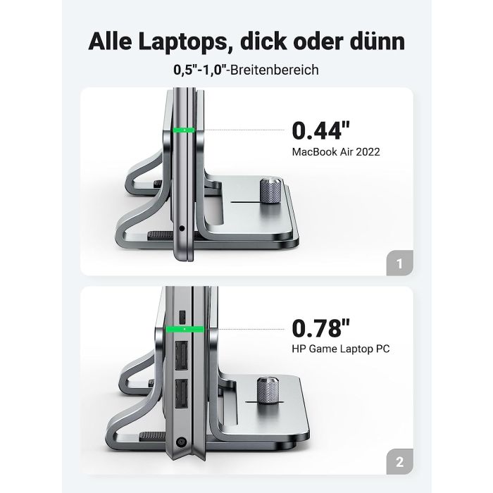 Ugreen vertikalno aluminijasto stojalo za prenosni računalnik, za MacBook Pro/Air, prenosnike, iPad - slika 6