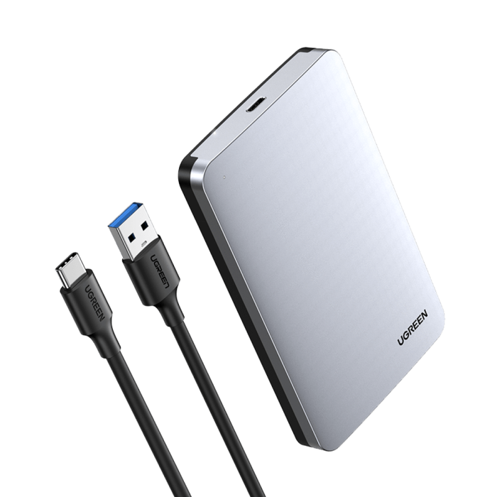 Ugreen 2.5 SATA ohišje za disk srebrn + USB-C-USB-A kabel - box