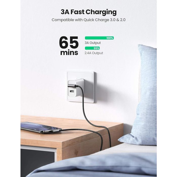Ugreen USB v USB C 90-stopinjski kabel za hitro polnjenje 2M