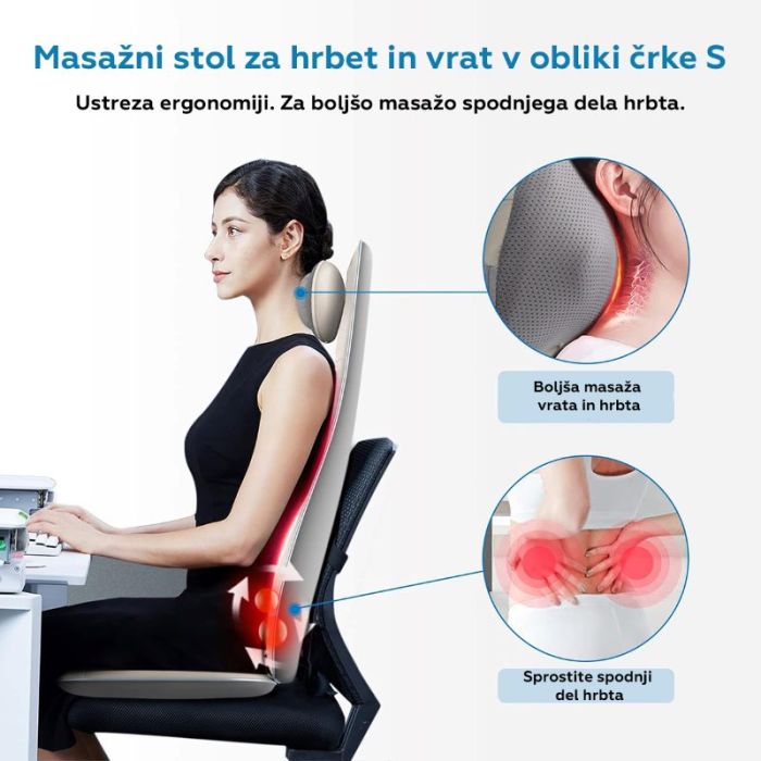 RENPHO Ergonomska masažna blazina za hrbet, vrat in glavo bež - slika 3