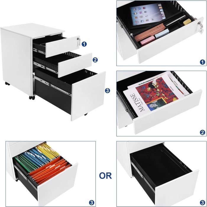 SONGMICS Pisarniška omarica na kolesih OFC60WT - slika 9