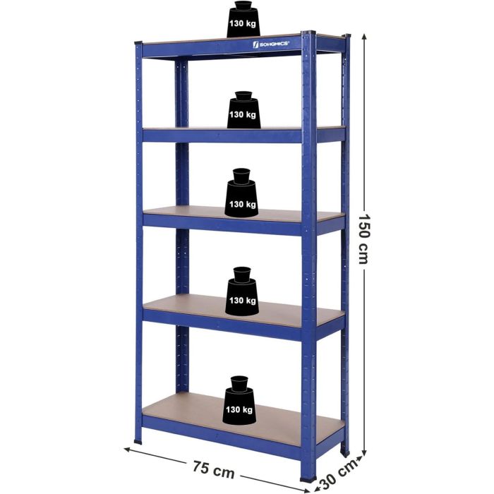 SONGMICS Regal 150 x 75 x 30 cm rjavo-moder,GLR30Q - slika 8