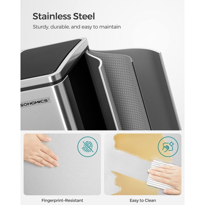 SONGMICS koš za ločevanje odpadkov 2x15L, LTB30H - slika 2