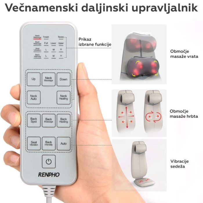 RENPHO Ergonomska masažna blazina za hrbet, vrat in glavo bež - slika 4