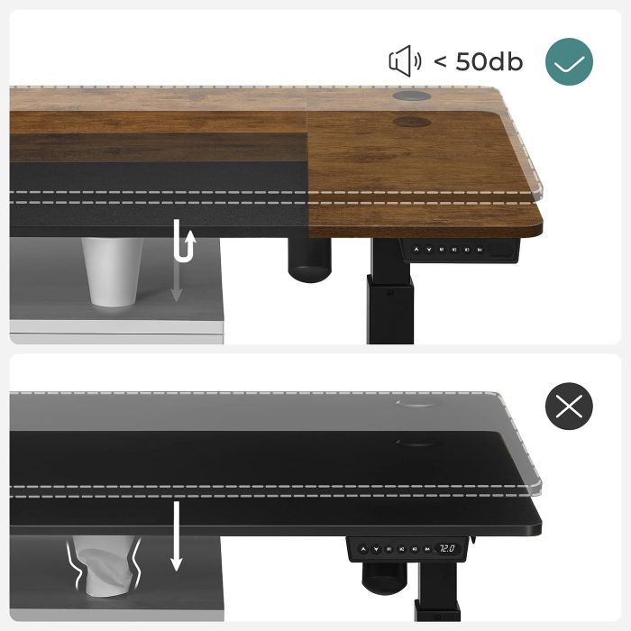 SONGMICS električna Sit/Stand miza z okvirjem črno rustikalna, LSD016X01 - slika 6