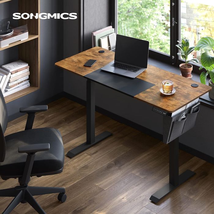 SONGMICS električna Sit/Stand miza z okvirjem črno rustikalna, LSD016X01