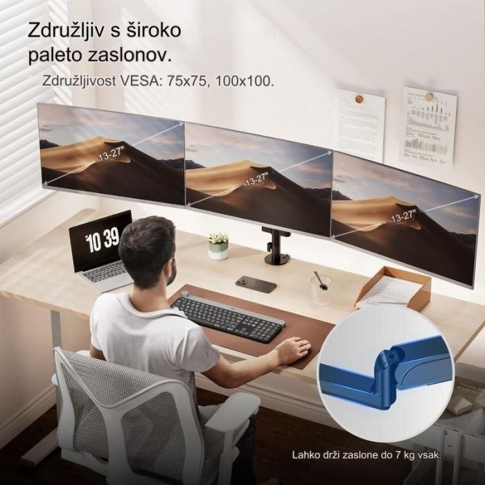 VonHaus trojni namizni nosilec do diagonale 27 plinska vzmet