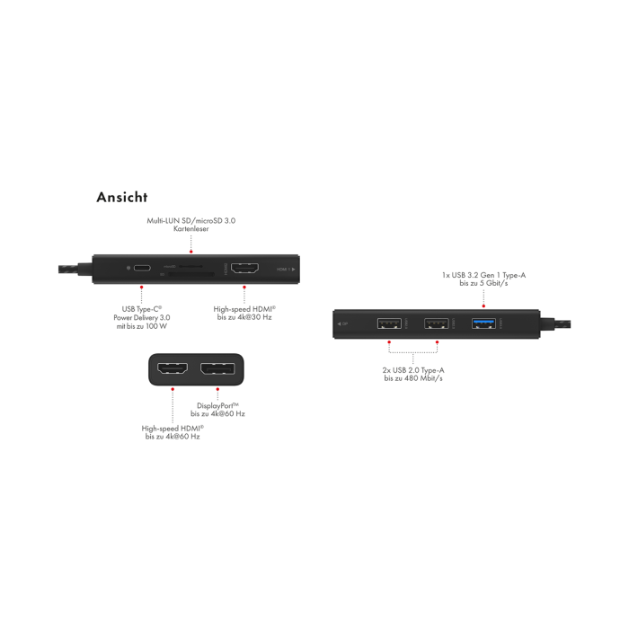 Icybox IB-DK4011-CPD priklopna postaja s Power Delivery 100W