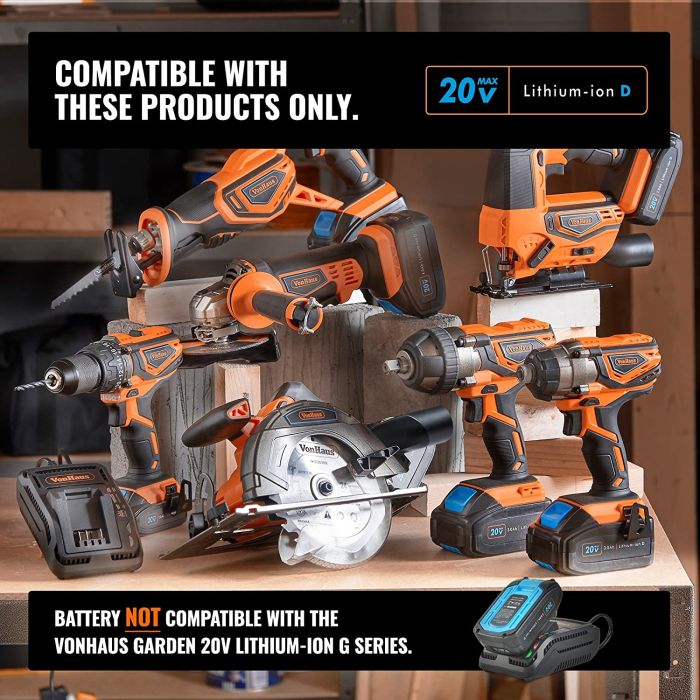 VonHaus akumulatorska vbodna žaga + 20V D-Series baterija 2,0Ah 3500010