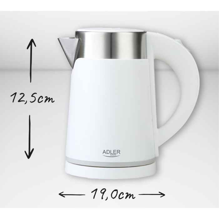 Adler Električni grelnik vode 0,6 L  bela barva AD1372W