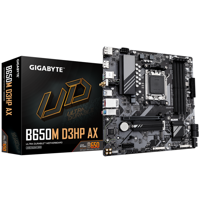 GIGABYTE B650M D3HP AX, DDR5, SATA3, USB3.2Gen1, DP, 2.5GbE, WiFi, AM5 mATX