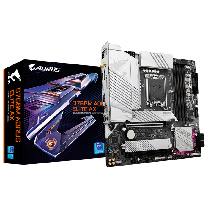 GIGABYTE B760M AORUS Elite AX, DDR5, SATA3, USB3.2Gen2x2, DP, WiFi 6E, LGA1700 mATX
