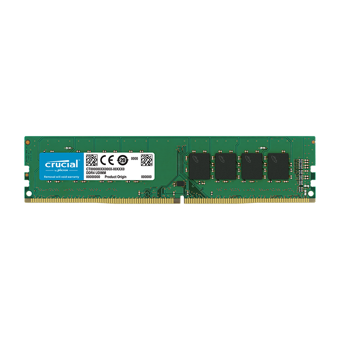 Crucial 8GB DDR4-2400 UDIMM PC4-19200 CL17, 1.2V Single Ranked
