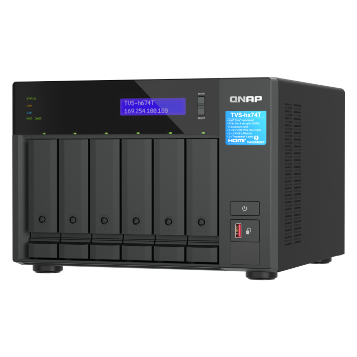 QNAP NAS za 6 diskov, 32GB ram; 2,5Gb mreža, Thunderbolt
