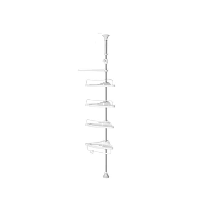 SONGMICS Kotno stojalo s policami za kopalnice belo srebrne barve  95-300 cm, BCB02SW