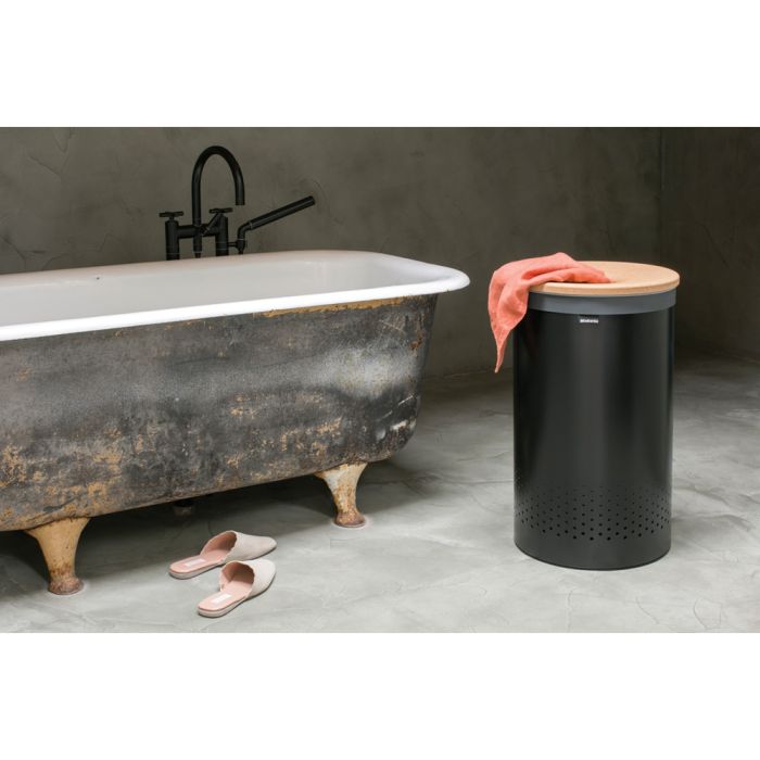 Brabantia koš za perilo 60L okrogel, črn