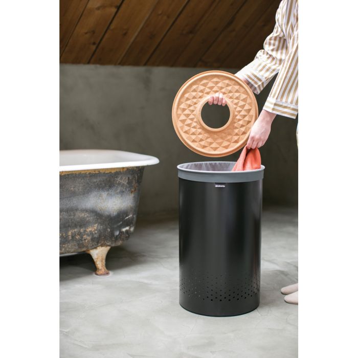 Brabantia koš za perilo 60L okrogel, črn