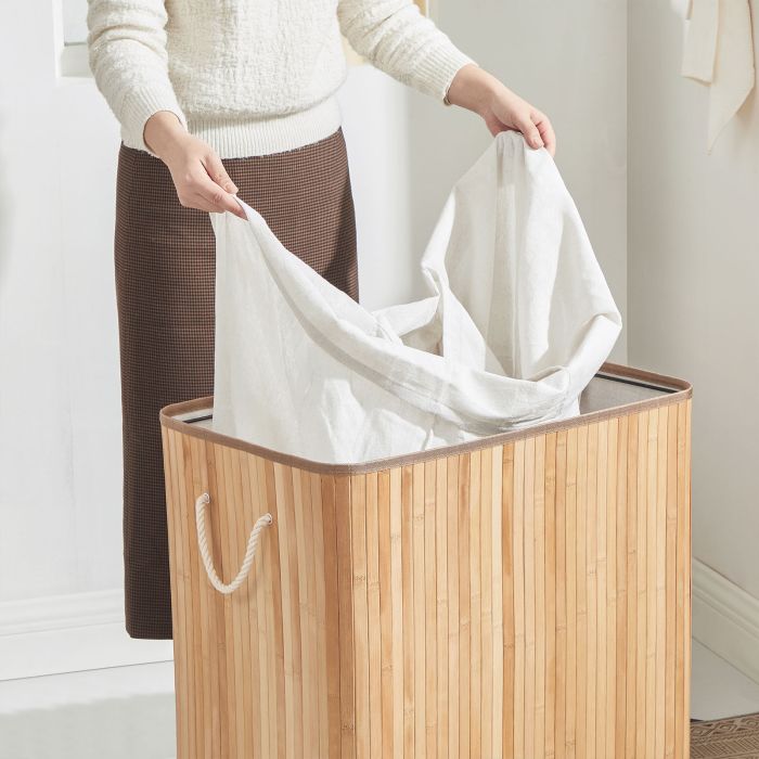 SONGMICS Košara za perilo Bamboo 3 x 50L, LCB091N01
