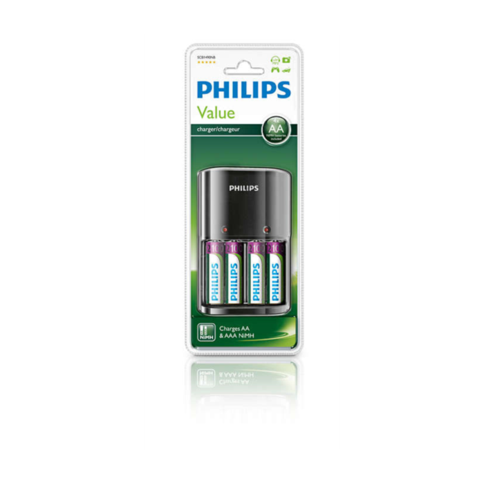 PHILIPS POLNILNIK BATERIJ MULTILIFE + 4X AA BATERIJE