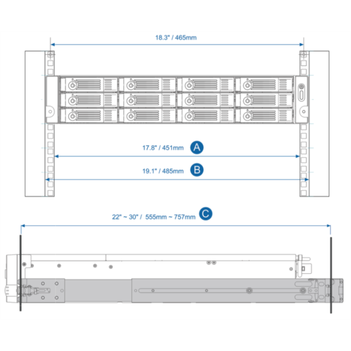 QNAP RAIL-B02 rail kit komplet vodil za NAS