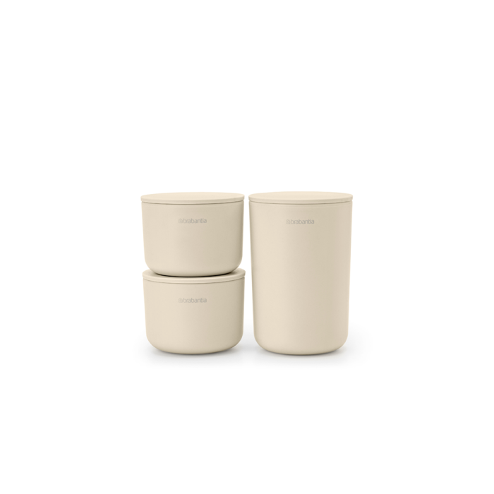 Brabantia set 3 lončkov za kopalnico bež