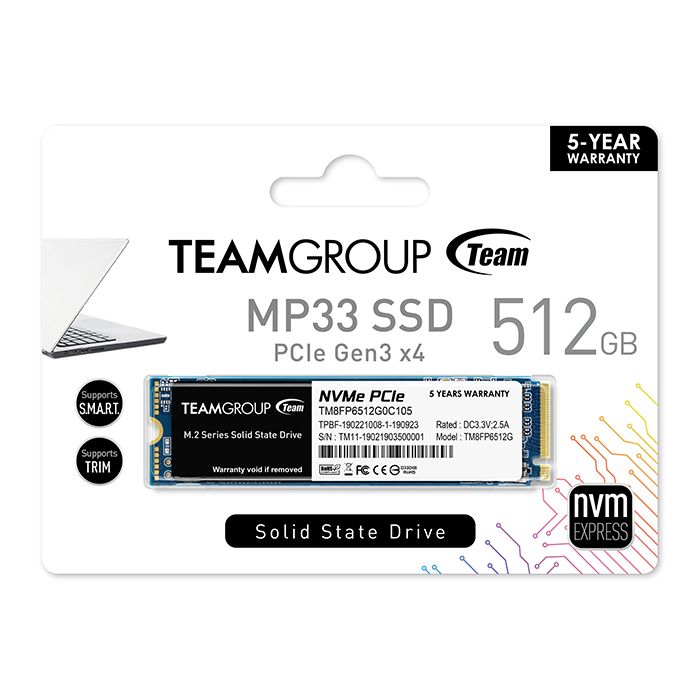 Teamgroup 512GB M.2 NVMe SSD MP33 3D NAND 2280