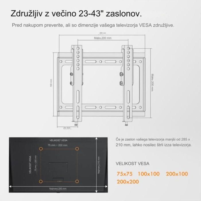 VonHaus 23-43 nagibni stenski nosilec do 35kg - slika 6