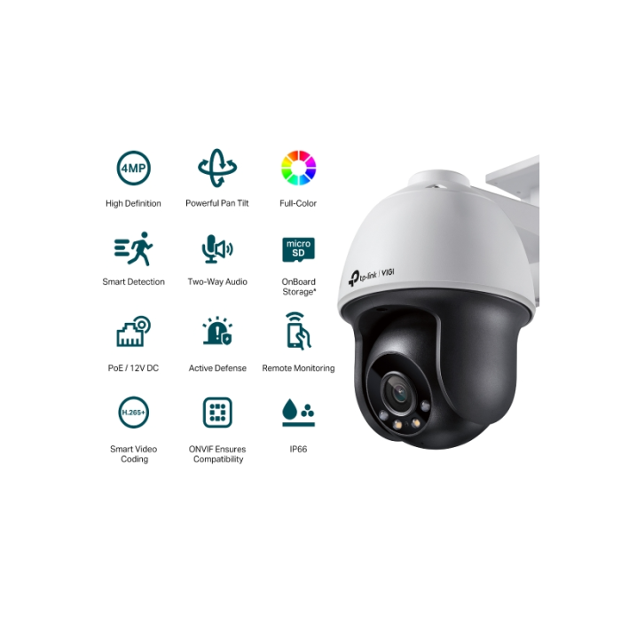 TP-LINK VIGI 4MP zunanja Full-Color Pan Tilt mrežna kamera (do 2560X1440 H.265+ 30fps)