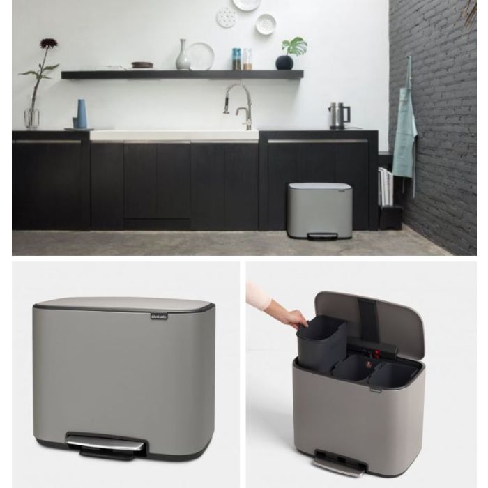 Brabantia koš na pedal 3x11L siv 121524