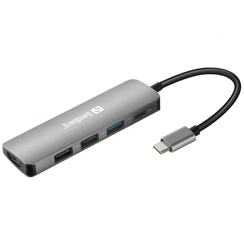 Sandberg USB-C priklopna postaja na HDMI + 3x USB 3.0 in Power Delivery 100W