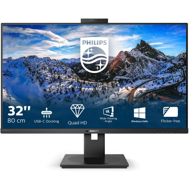 Philips 326P1H 31,5" IPS QHD monitor z USB-C "docking" postajo za prenosnik in vgrajeno webkamero