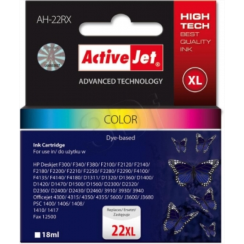 ActiveJet komplet barvnih črnil HP C9352A 22XL