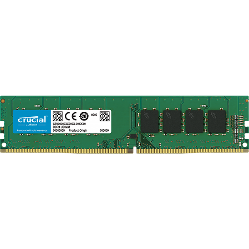 Crucial 8GB DDR4-2400 UDIMM PC4-19200 CL17, 1.2V Single Ranked