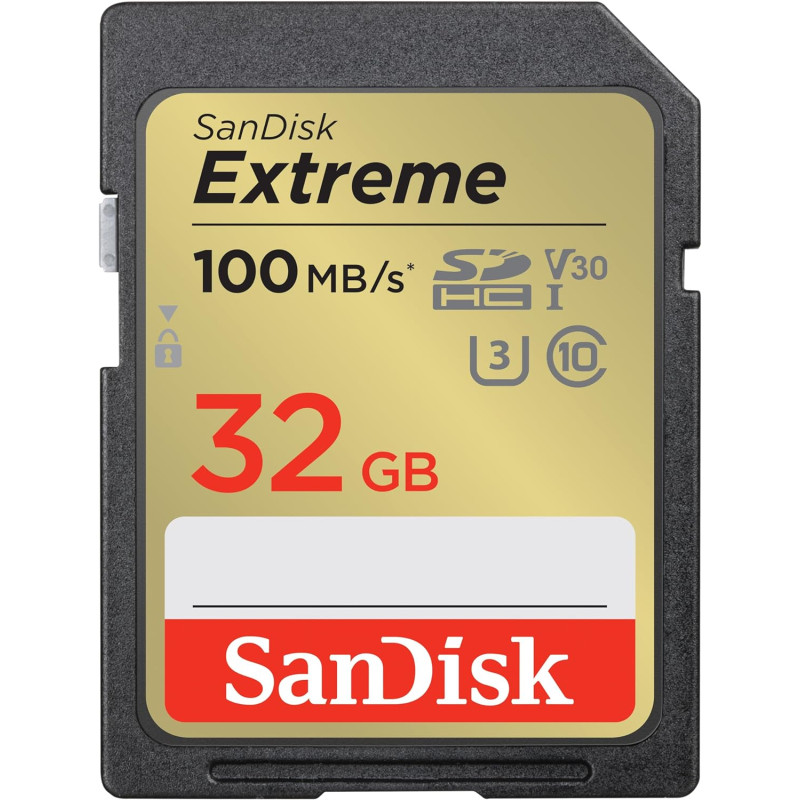 SanDisk Extreme PLUS 32GB SDHC spominska kartica 100MB/s in 60MB/s branje/pisanje, UHS-I, Class 10, U3, V30