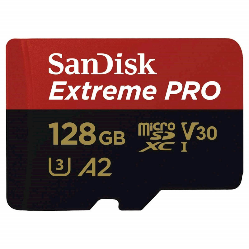 SanDisk Extreme PRO microSDXC 128GB + SD Adapter do 200MB/s & 90MB/sA2 C10 V30 UHS-I U3